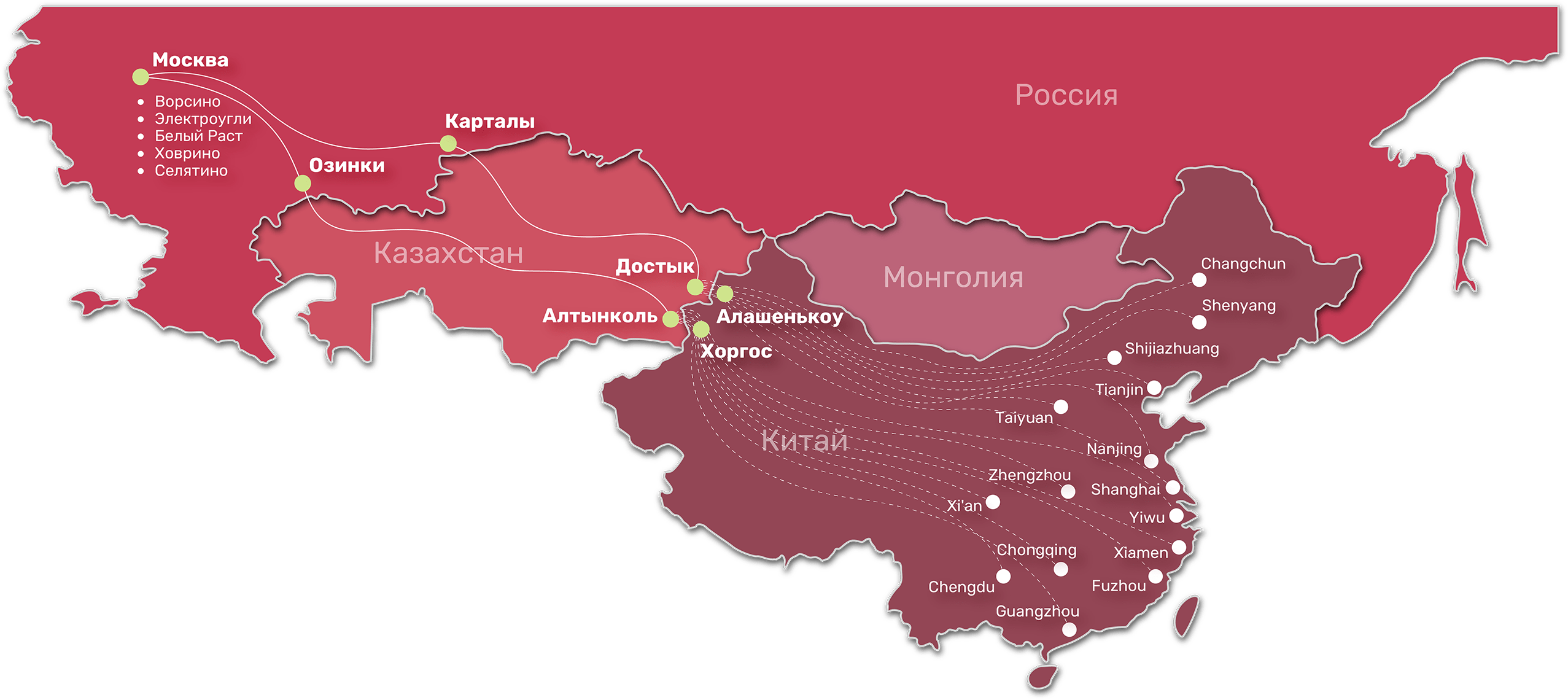 Маршрут жд доставки грузов в Россию через Казахстан